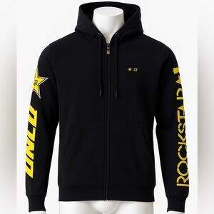 Rockstar X One Black Zip Black Hoodie Sweatshirt - Small